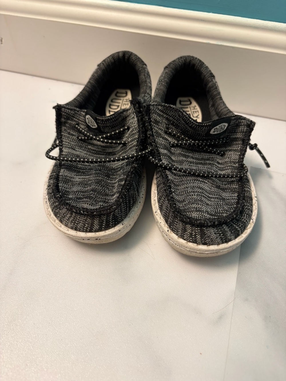 Hey Dude Black Knit Kids Slip-On Sneakers